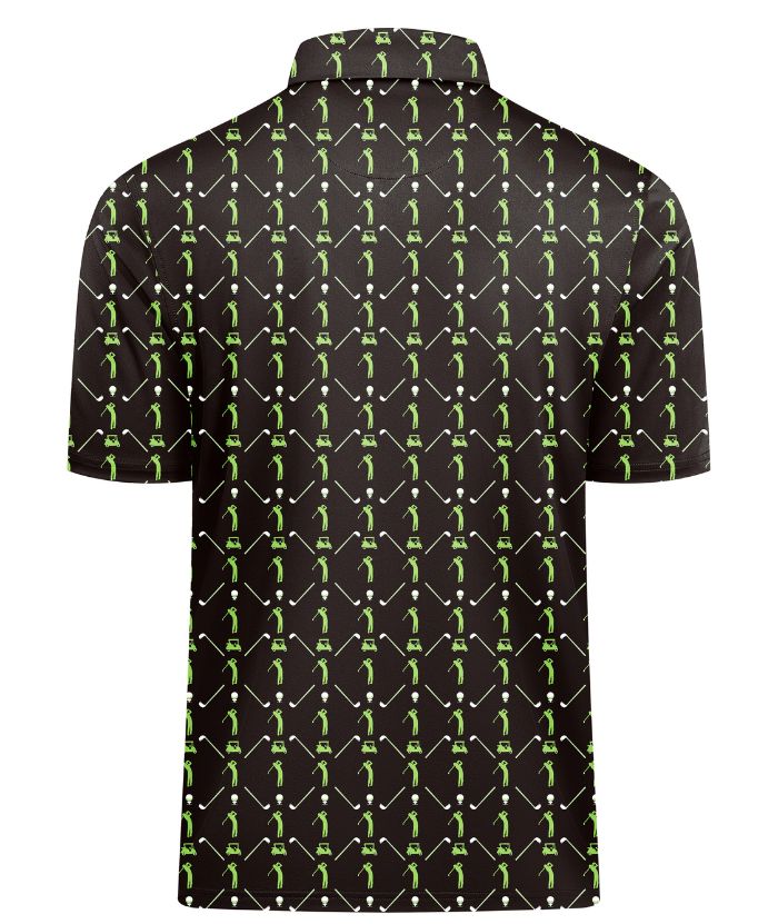ZITY Men's Button Up Slim Fit Printed Golf Polo Shirt-CUMPO05552