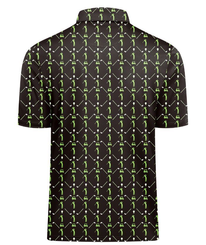 ZITY Men's Button Up Slim Fit Printed Golf Polo Shirt-CUMPO05552