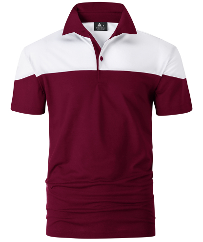 ZITY Men's Button Up Color Block Slim Fit Polo Shirt-CFMPO00104