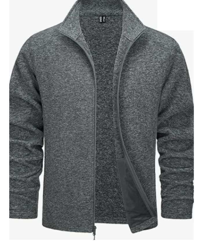 ZITY Men's Stand Up Collar Solid Color Fleece Sweatshirt-CUMHD06245