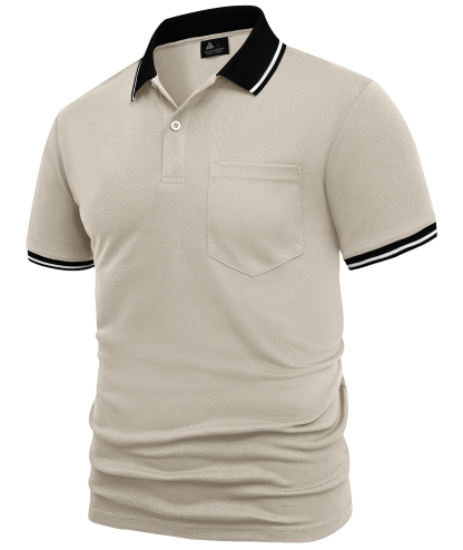 ZITY Men's Contrast Collar Slim Fit Polo Shirt-CUMPO05144