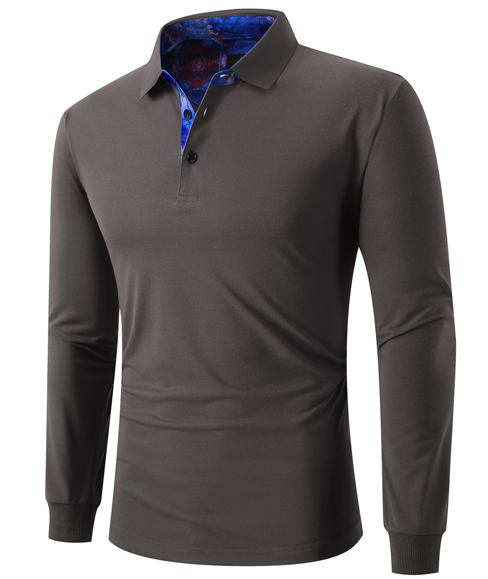 ZITY Men's Button Up Long Sleeve Dri Fit Polo Shirt-CFMPO00163