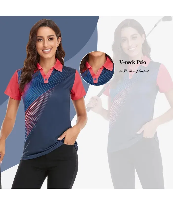 ZITY Women's Quick Dry Short Sleeve Button Up Polo Shirt-ZPK003076 | Zitysports