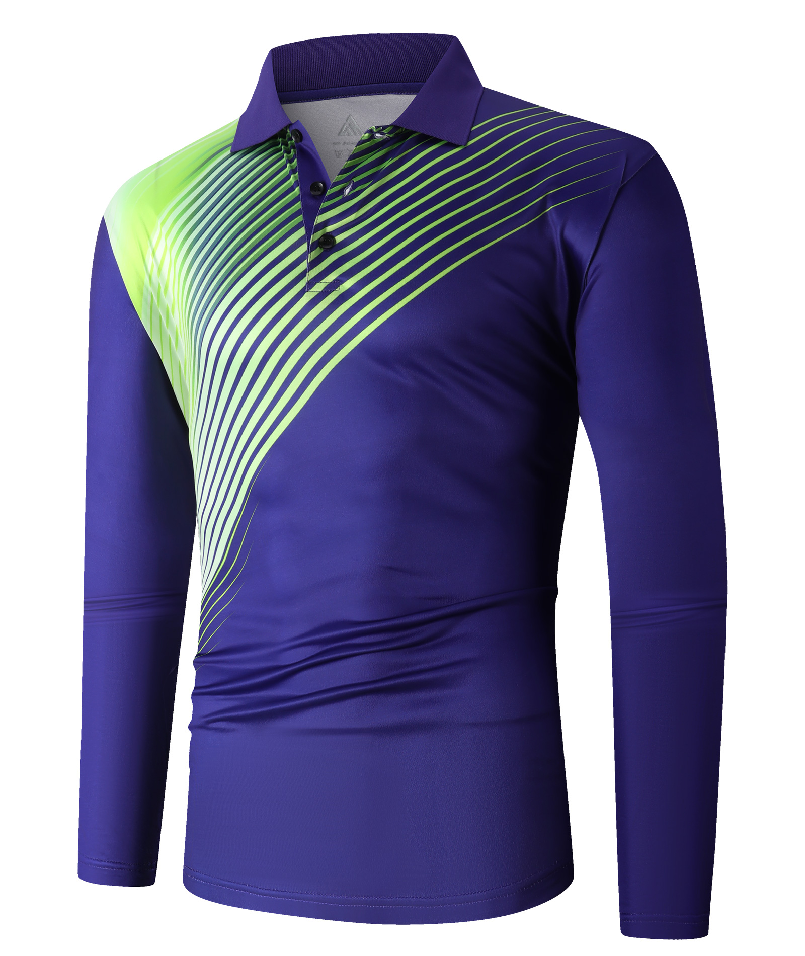 ZITY Men's Long Sleeve Dri Fit Striped Polo Shirt-CFMLP00011