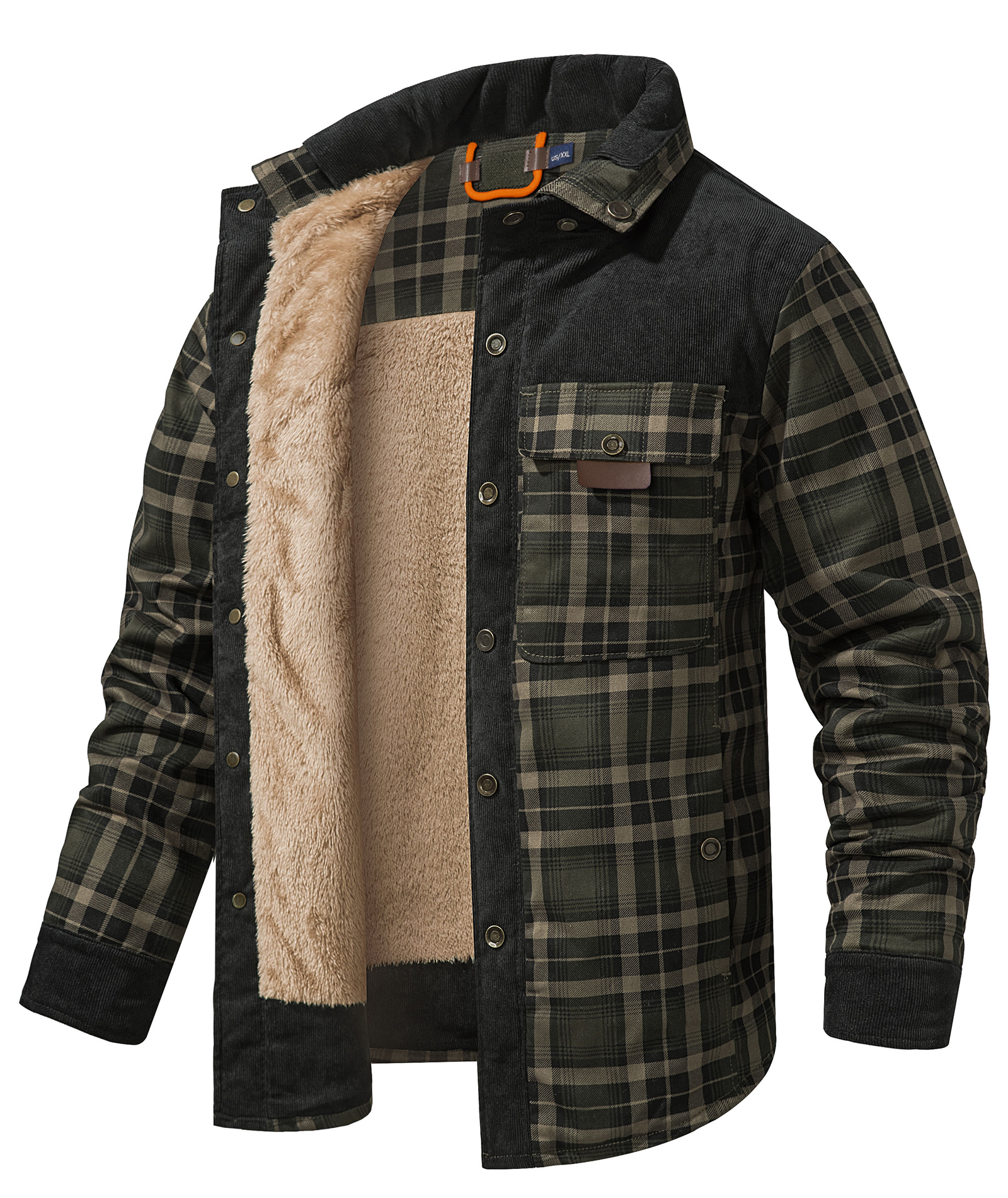 ZITY Men's Long Sleeve Full Zipper Casual Plaid Jacket-AUMPJ00583