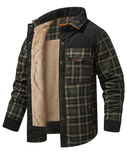 ZITY Men's Long Sleeve Full Zipper Casual Plaid Jacket-AUMPJ00583