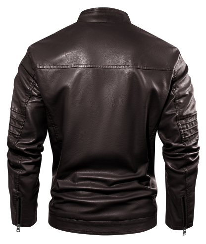 ZITY Men's Full Zipper Regular Fit Leather Jacket-ZPK007130