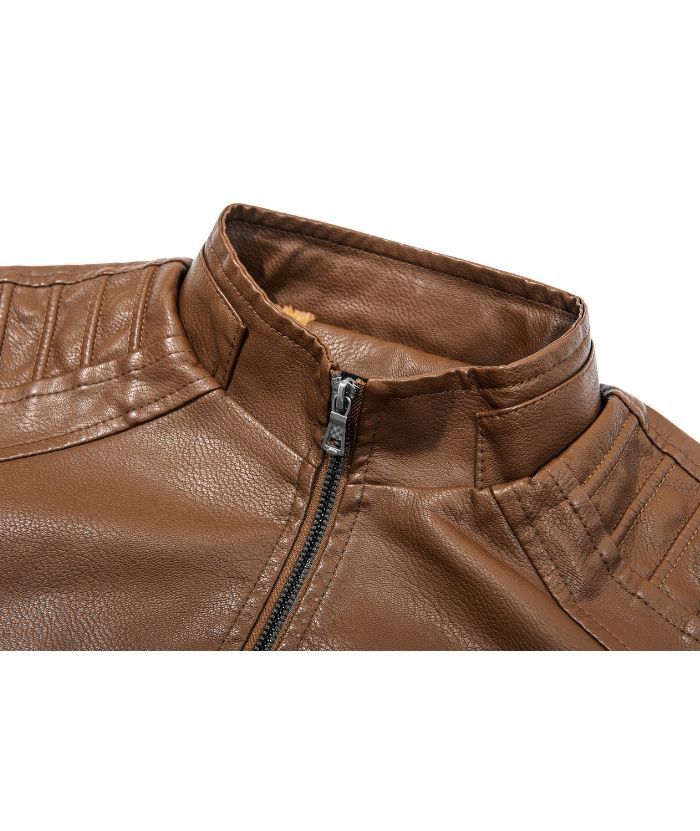 ZITY Men's Full Zipper Regular Fit Leather Jacket-ZPK007130