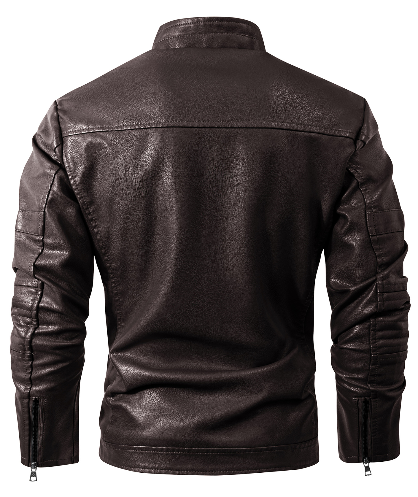 ZITY Men's Full Zipper Stand Collar Leather Jacket-ZPK005682