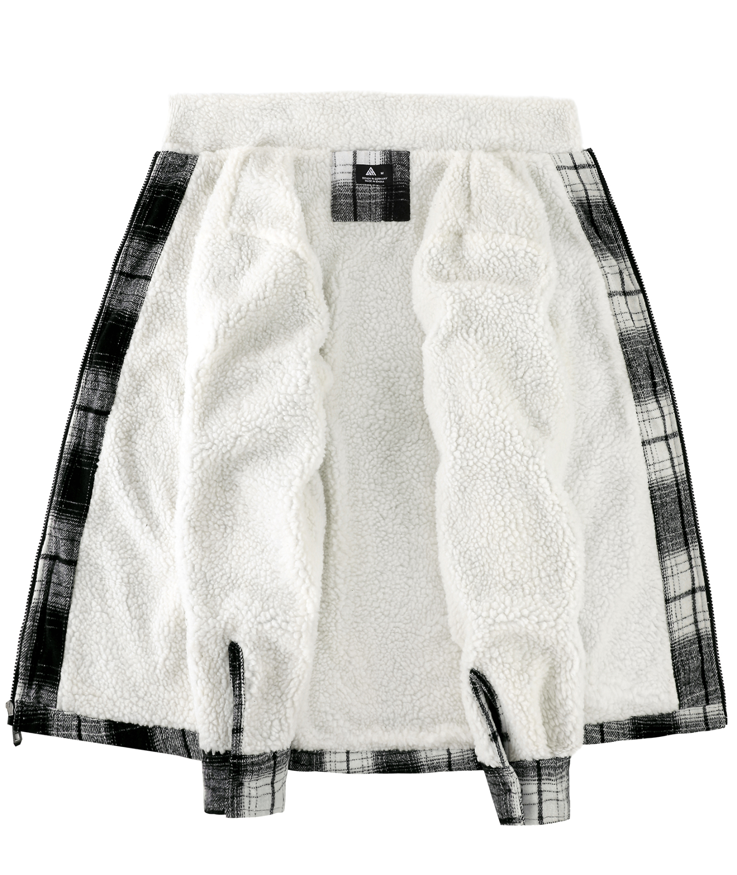 ZITY Men's Long Sleeve Full Zipper Plaid Fleece Shirt-CUMJA04084