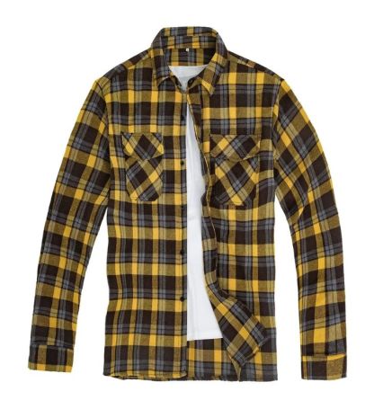 ZITY Men’s Spring Casual Plaid Long Sleeve Collared Shirt–DUMLT06595