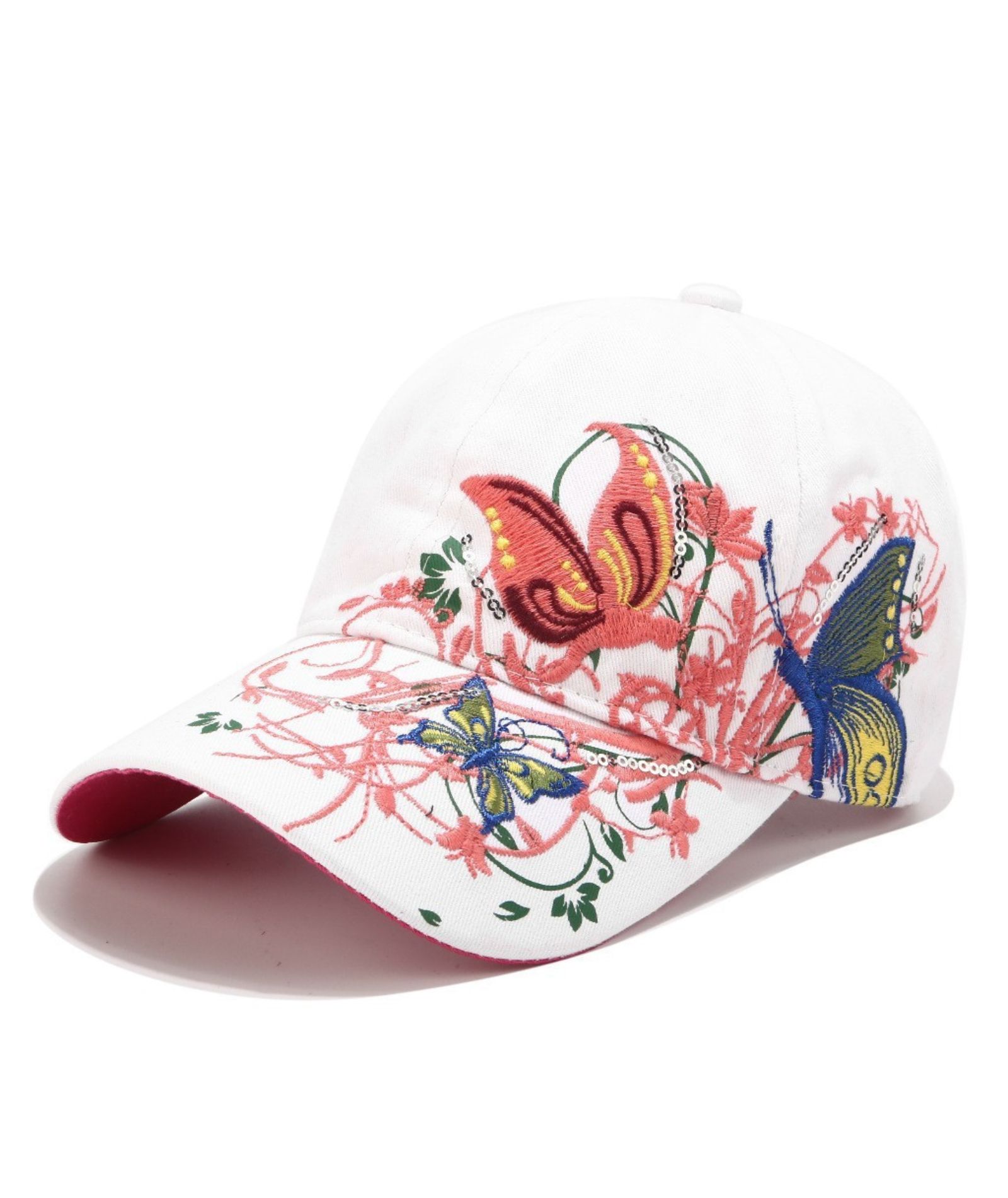 ZITY Womens Embroidered Butterfly Sequin Baseball Caps Adjustable Cotton Summer Hats