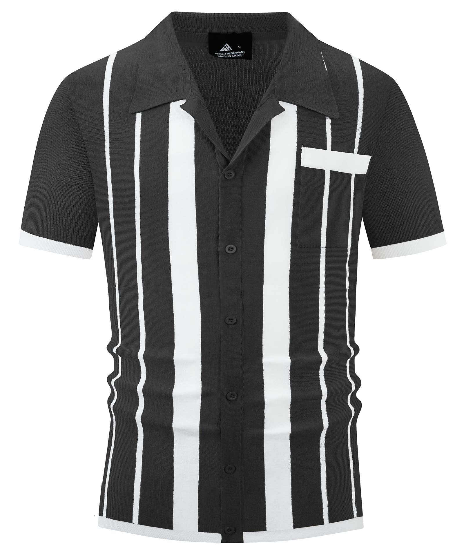 ZITY Men's Knitted Button Down Vintage Vercital Stripe Dry Fit Polo Shirt-CUMPO01701 | Zitysports