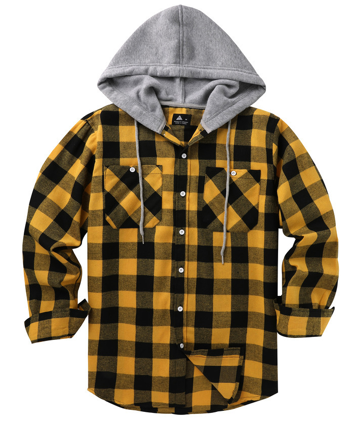 ZITY Men's Casual Soft Solid Flannel Long Sleeve Plaid Flannel Shirt-ZPK006234 | Zitysports