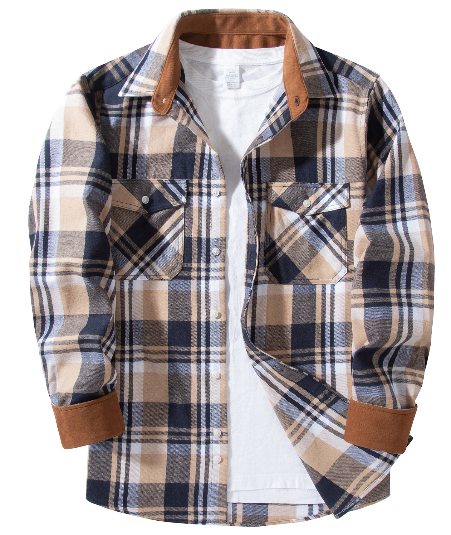 ZITY Men's Plaid Button Up Shirt with Flap Pocket Spring Fall Top-ZPK006565 | Zitysports