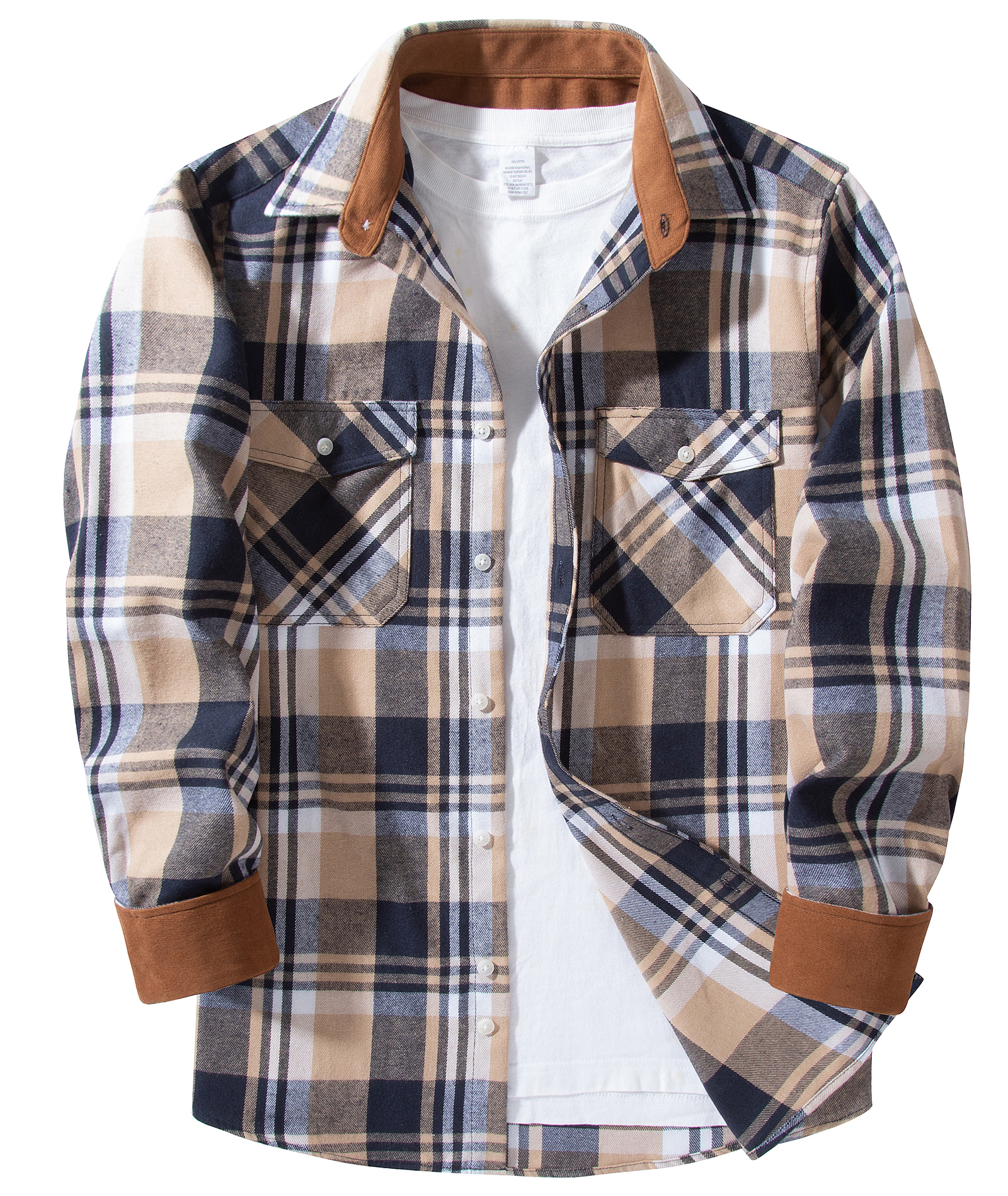 ZITY Men's Plaid Button Up Shirt with Flap Pocket Spring Fall Top-ZPK006565 | Zitysports