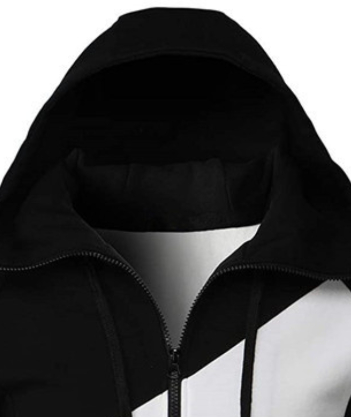 ZITY Men's Color Black Zipper Hooded Long Sleeve Lightweight Hoodie-DUMFH04864 | Zitysports