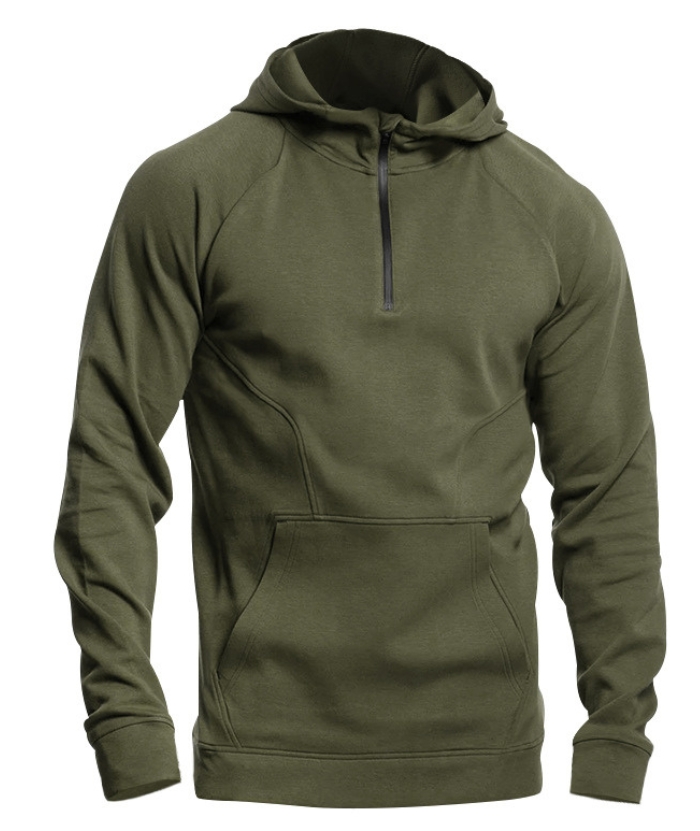 Men's Slim Fit Hiking Hoodie Long Sleeved Half Zip Block Jacket-DUMFH04892 | Zitysports