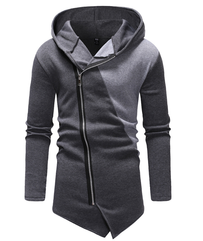 ZITY Men's Sweatshirt Oblique Zipper Stitching Design Hoodie-DUMHD04971|Zitysports