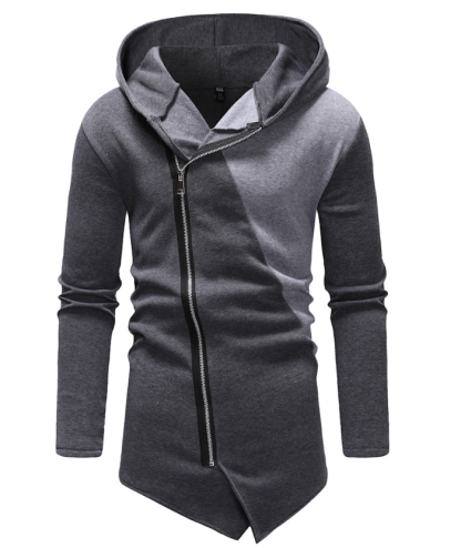 ZITY Men's Sweatshirt Oblique Zipper Stitching Design Hoodie-DUMHD04971|Zitysports