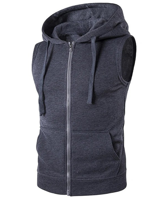 ZITY Men's Zipper Pocket Sleeveless Gym hoodie-DUMMG04965|Zitysports
