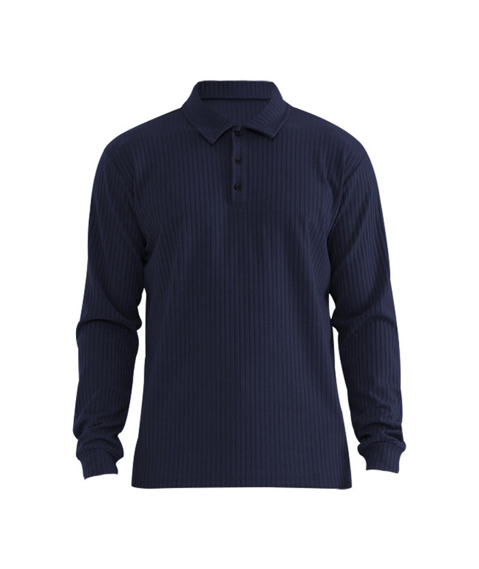 ZITY Men's Solid Color Sports Fitness Vertical Strip Knit Polo Shirt-DUMFH04835 | Zitysports