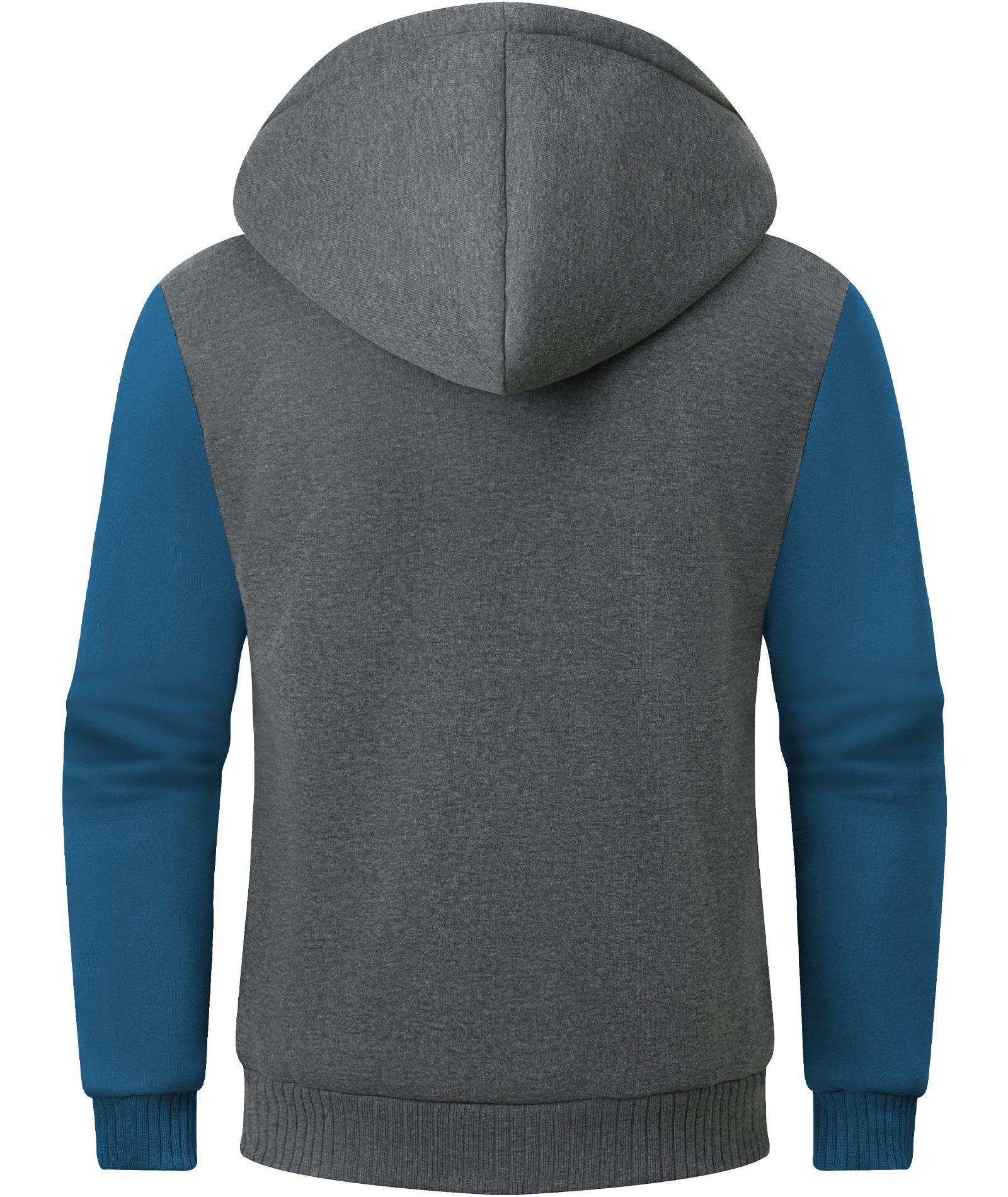 ZITY Men's Full Zip Up Contrast Color Fleece Hoodie-zity1712
