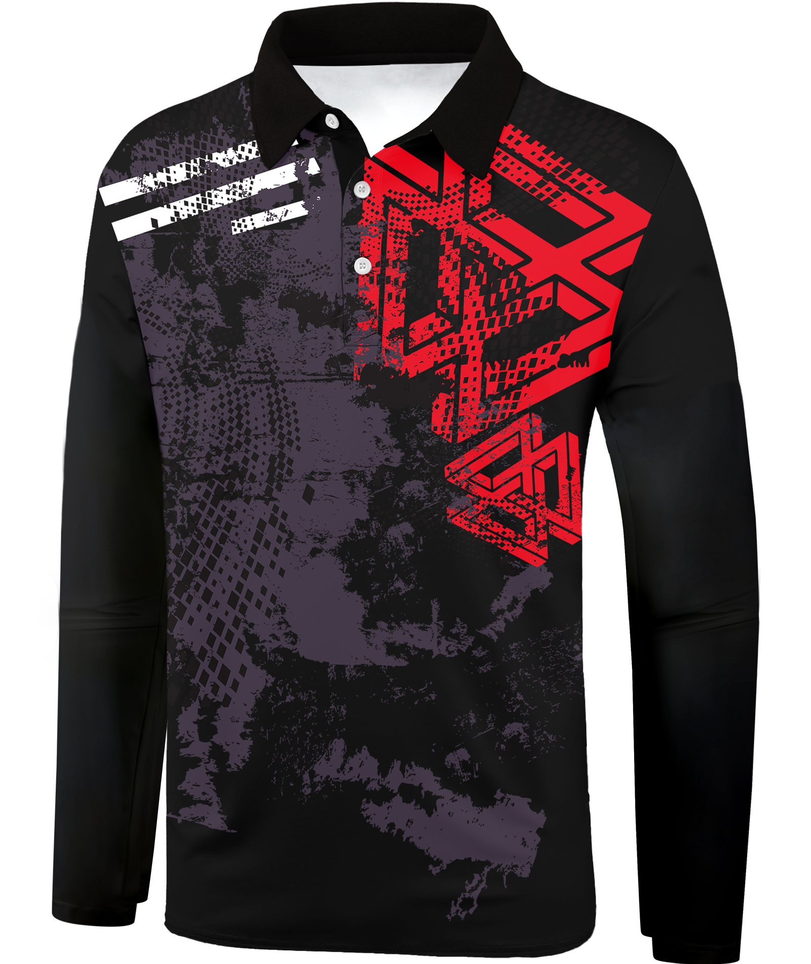 ZITY Men's Button Up Long Sleeve Slim Fit Polo Shirt-CUMLP01195