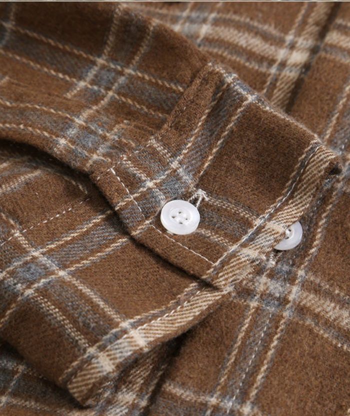 ZITY Long Sleeve Casual Button Down Plaid Hoodie S-2XL-DUMLT04975|Zitysports