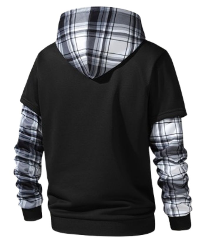 ZITY Men's Long Sleeve Lightweight Casual Plaid Sweatshirt Hoodie-DUMFH04977|Zitysports