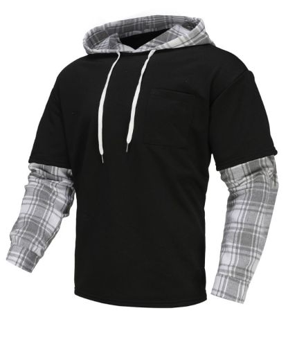 ZITY Men's Plus Size Long Sleeve Casual Plaid Hoodie-DUMFH04981|Zitysports