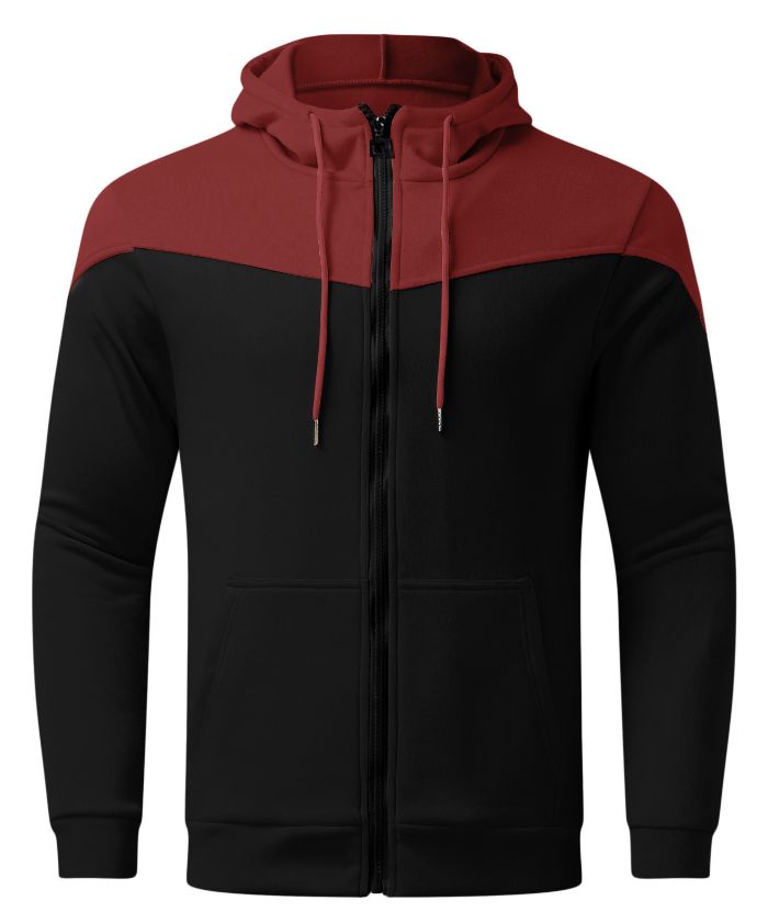 ZITY Men's Color Block Full Zipper Long Sleeve Comfort Lightweight Hoodie-DUMHD05009|Zitysports