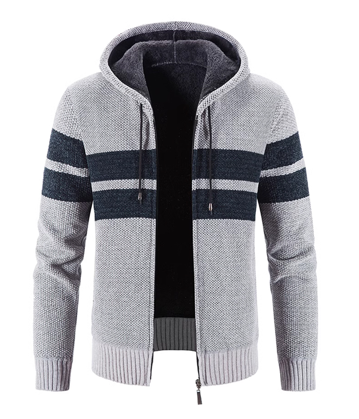 ZITY Men's Knitted Full Zip Slim Fit Warm with Pockets Hoodie-DUMFH05013|Zitysports