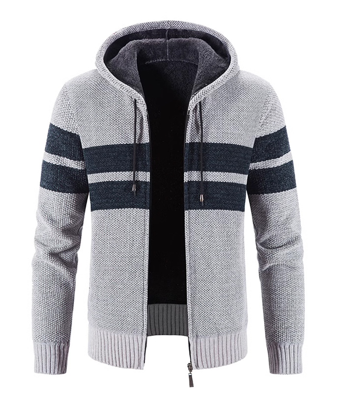 ZITY Men's Knitted Full Zip Slim Fit Warm with Pockets Hoodie-DUMFH05013|Zitysports