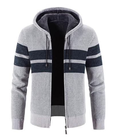 ZITY Men's Knitted Full Zip Slim Fit Warm with Pockets Hoodie-DUMFH05013|Zitysports