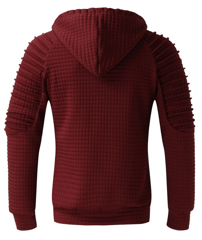 ZITY Men's Plain Hooded Fleece Jacket with Waffle Grid Lining & Pocket-DUMFH05023|Zitysports