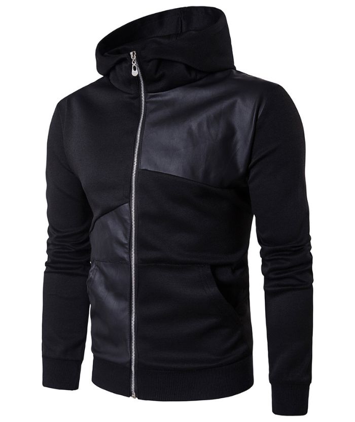 ZITY Men's Hooded Jacket Solid Color Full Zipper Fashion Hoodie-DUMFH05029|Zitysports