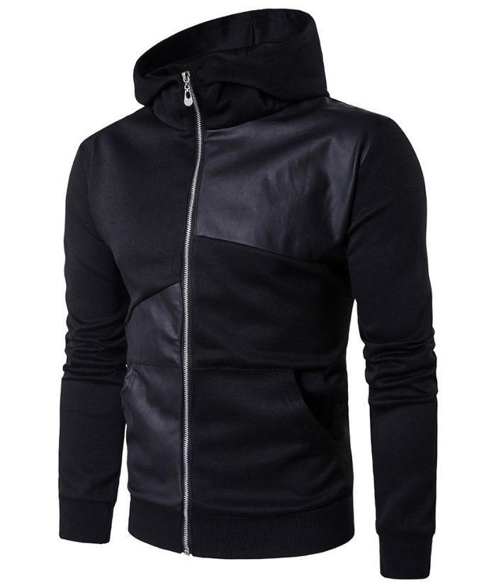 ZITY Men's Hooded Jacket Solid Color Full Zipper Fashion Hoodie-DUMFH05029|Zitysports