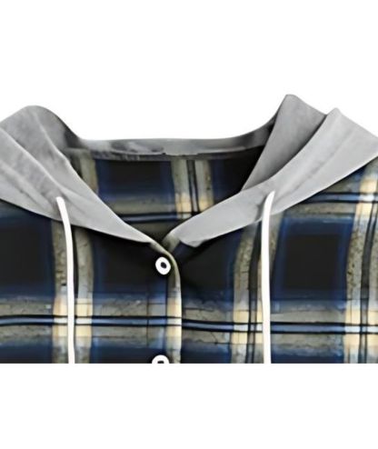 ZITY Women's Plaid Print Button Casual Long Sleeve Hoodie-DUWLT05049|Zitysports