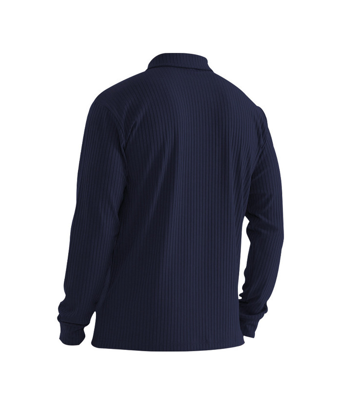 ZITY Men's Solid Color Sports Fitness Vertical Strip Knit Polo Shirt-DUMFH04835 | Zitysports