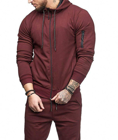 ZITY Men's Slim Fit Sportswear Autumn Hooded Sweater Suit-DUMFH04991|Zitysports
