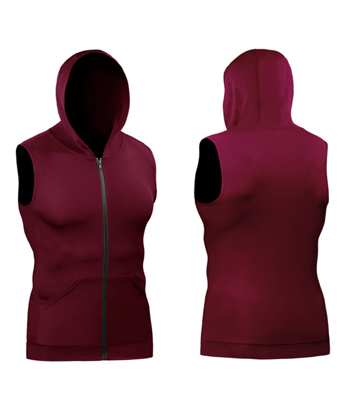 ZITY Men's Zip Up Slim Fit Sleeveless Hoodie-DUMMG05220|Zitysports