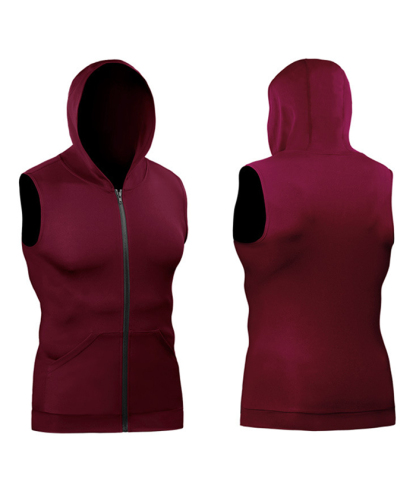 ZITY Men's Zip Up Slim Fit Sleeveless Hoodie-DUMMG05220|Zitysports