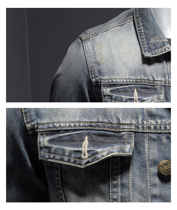 Men's Distressed Denim Trucker Jacket-DUMCO05433|Zitysports