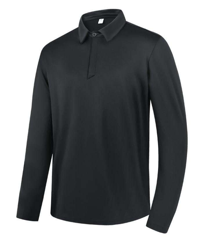 Men's Casual Solid Color Long Sleeve Polo Shirt-8803