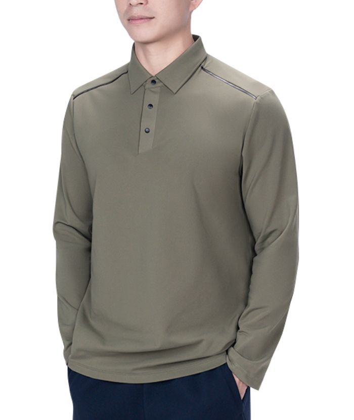 ZITY Men's Button Up Stand Collar Long Sleeve Polo Shirt-8905