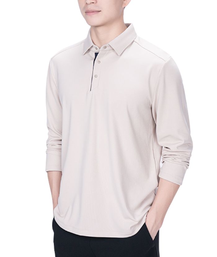 ZITY Men's Long Sleeve Solid Color Polo Shirt-8907