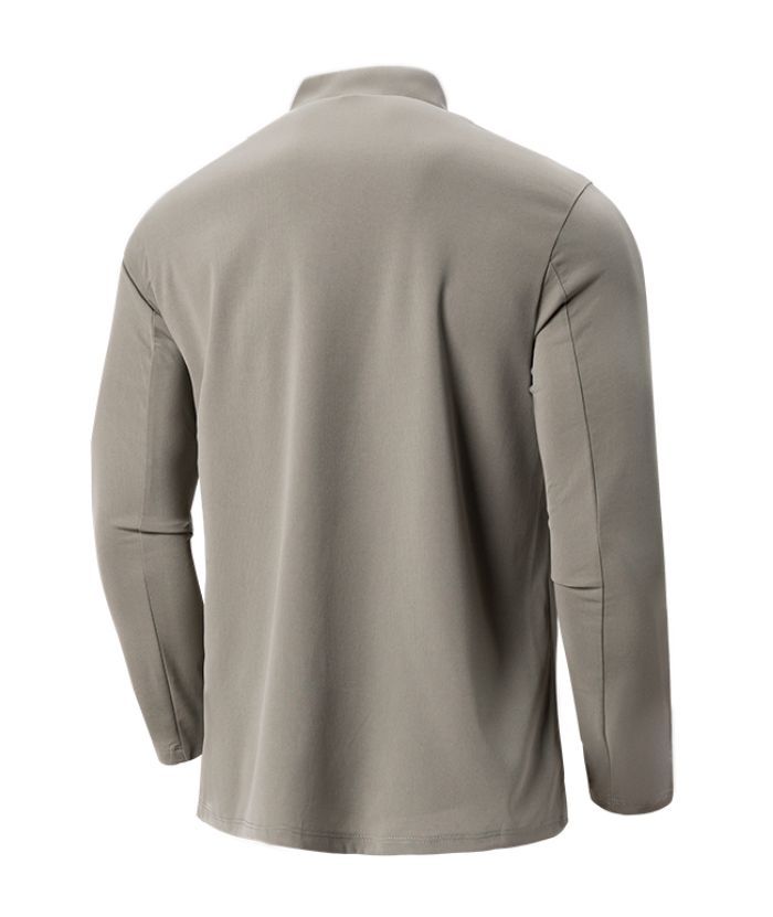 Men's Quarter Zip Stand Collar Long Sleeve Polo Shirt-DUMLS05870