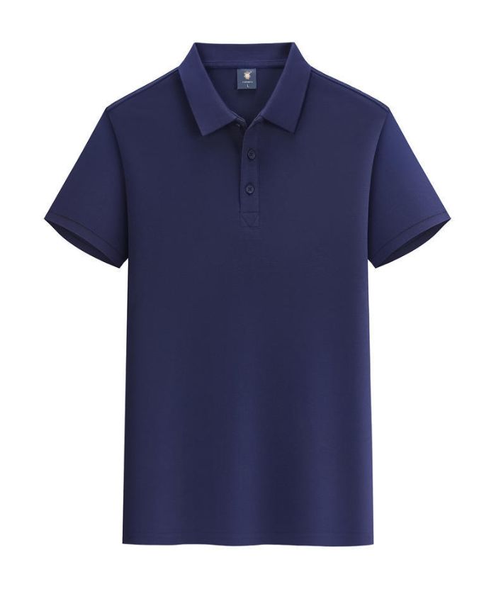 Unisex Solid Color Cotton Lapel Polo Shirt-DUMPO05925