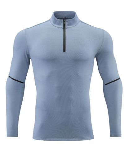 Men's Stand Collar Dri Fit Running Sports Compression T-Shirts-DUMLS05947